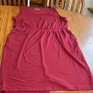 Betabrand Burgundy Midi Dress Sleeveless with pockets. 2XL